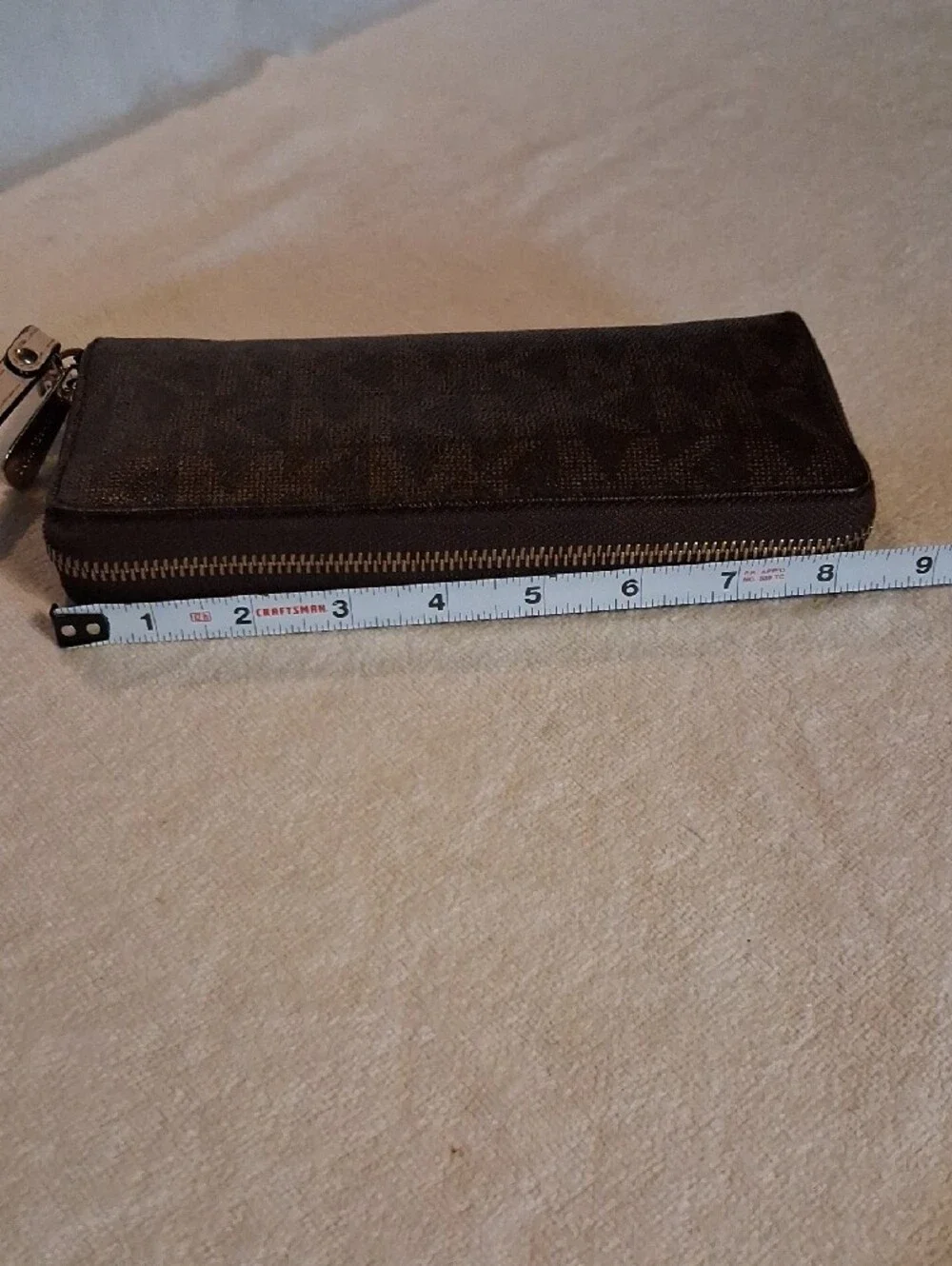 Michael Kors Dark Brown Logo Zip-Around Wristlet Wallet